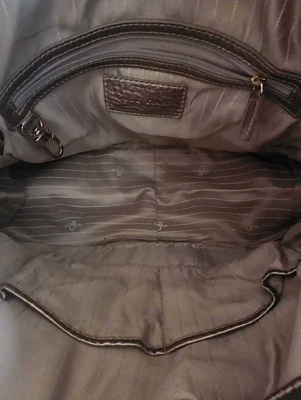 Cole Haan Metallic Pebbled Leather Drawstring Bucket Bag - Picture 6 of 6
